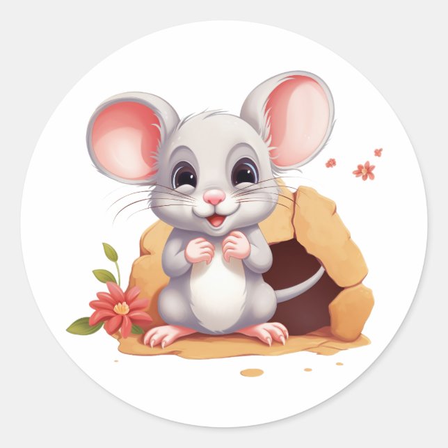 Niedliche Maus Runder Aufkleber (Vorderseite)