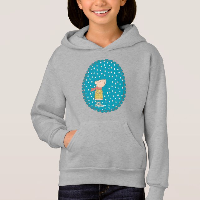 Niedliche Maus singt Weihnachtslieder in Blue Hoodie (Vorderseite)