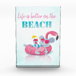 Niedliche Maus Stilvoller Strand Fotoblock