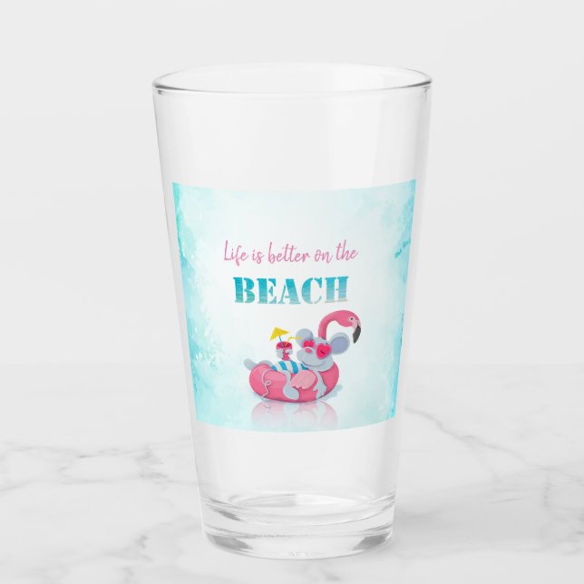 Niedliche Maus Stilvoller Strand Glas (Vorderseite)