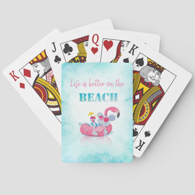 Niedliche Maus Stilvoller Strand Spielkarten (Rückseite)