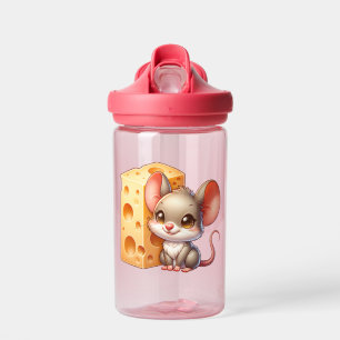 Niedliche Maus und Käse Cartoon Personalisiert Trinkflasche