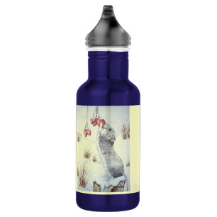 Niedliche Maus und rote Trinkflasche