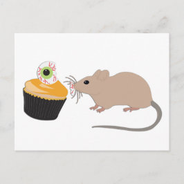 Niedliche Maus zu Halloween Eyeball Cupcake Postkarte
