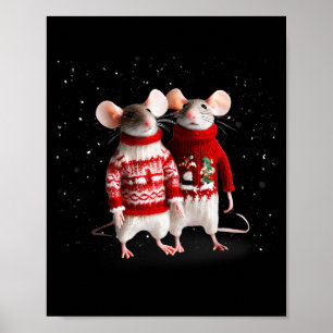 Niedliche Mäuse an einem schneebedeckten Tag in We Poster