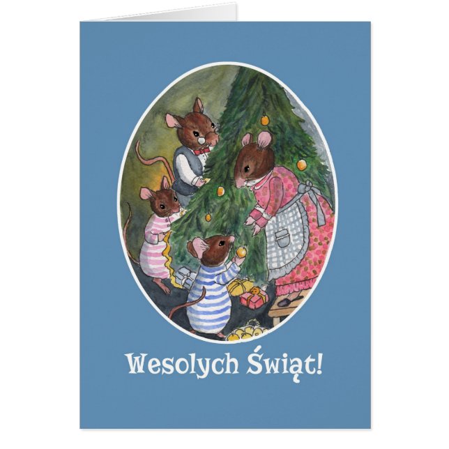 Niedliche Mäuse Dekorieren Christbaum Polnisch (Vorne)