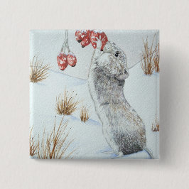 Niedliche Mäuse fressende Beeren Wildschneeszene Button