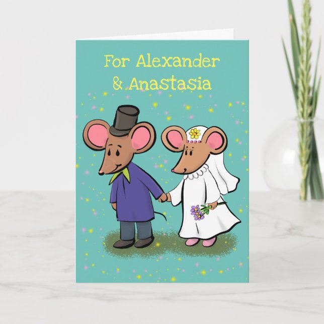 Niedliche Mäuse Hochzeit Cartoon Abbildung Karte (Vorderseite)