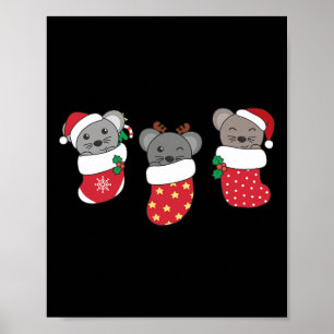 Niedliche Mäuse in Weihnachten Strümpfe für Weihna Poster