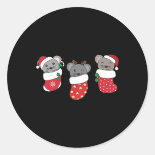 Niedliche Mäuse in Weihnachten Strümpfe für Weihna Runder Aufkleber