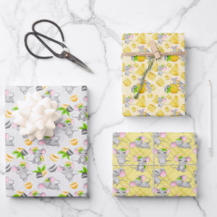 niedliche Mäuse-Kachelmuster Geschenkpapier Set