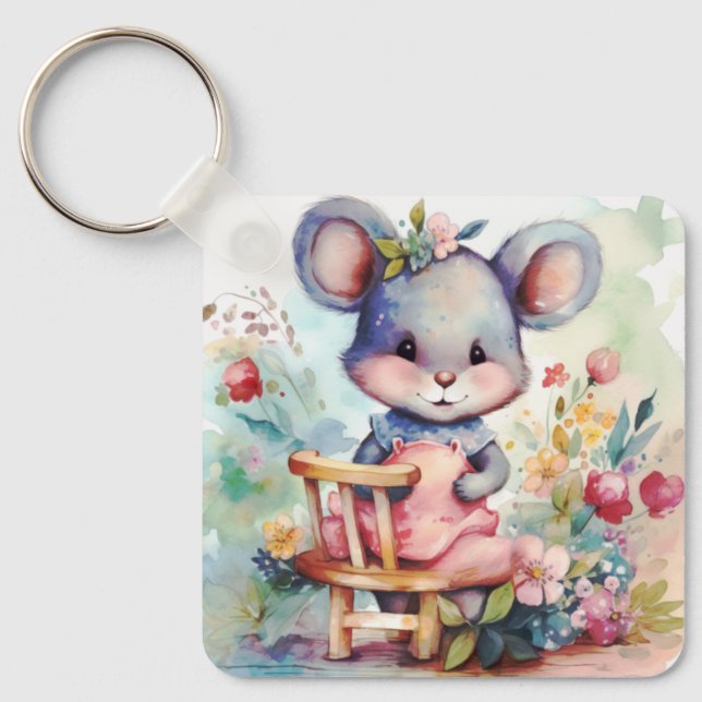 NIEDLICHE MÄuse MIT BLUME KINDERZIMMER MOTIVATONAL Schlüsselanhänger (Vorderseite)