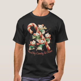 Niedliche Mäuse mit Candy Cane Weihnachtskunst T-Shirt