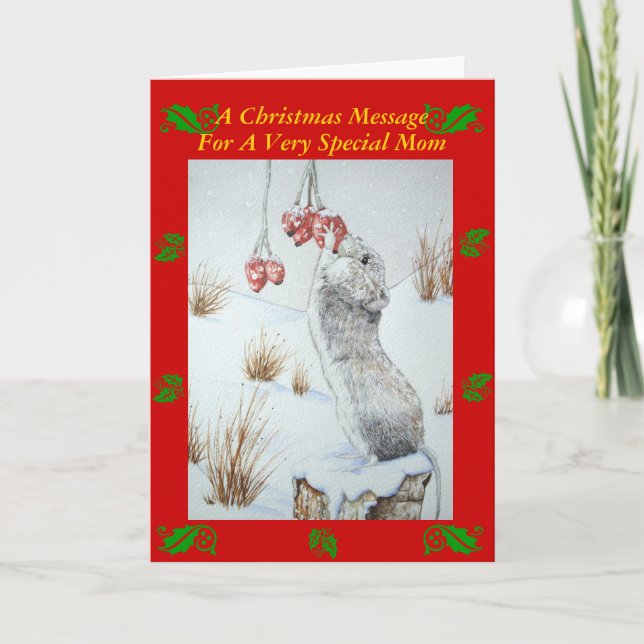 niedliche Mäuse-Szene für Mama Weihnachten (Vorderseite)