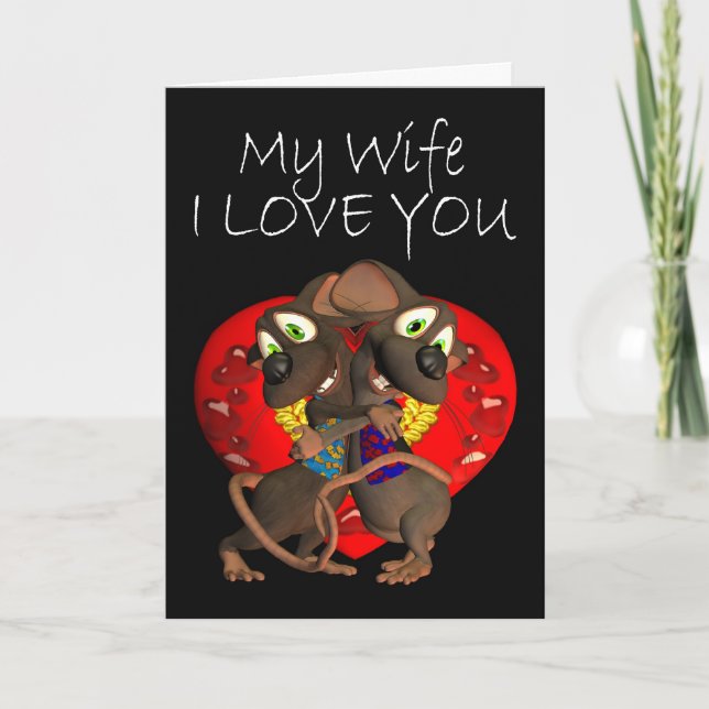 Niedliche Mäuse umarmen Liebe Ehefrau Karte (Vorderseite)