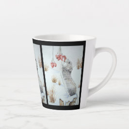 Niedliche Mäuse und rote Beeren - Schneefälle Milchtasse