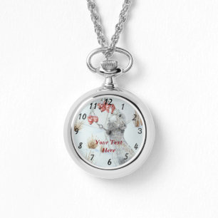 niedliche Mäuse und rote Beeren - Schneeszene Armbanduhr