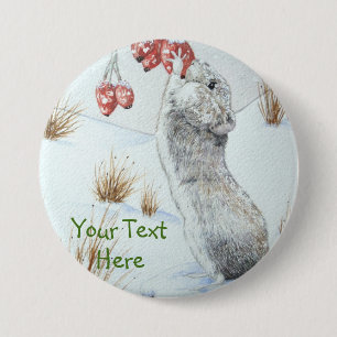 Niedliche Mäuse und rote Beeren Schneeszene Wildku Button