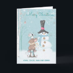 Niedliche Mäuse und Snowman Custom Typografy Karte<br><div class="desc">Ein lustiges Design von drei niedlichen Mäusen Gebäude ein Schneemann. Vollständig anpassbare Typografie.</div>