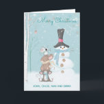 Niedliche Mäuse und Snowman Custom Typografy Karte<br><div class="desc">Ein lustiges Design von drei niedlichen Mäusen Gebäude ein Schneemann. Vollständig anpassbare Typografie.</div>