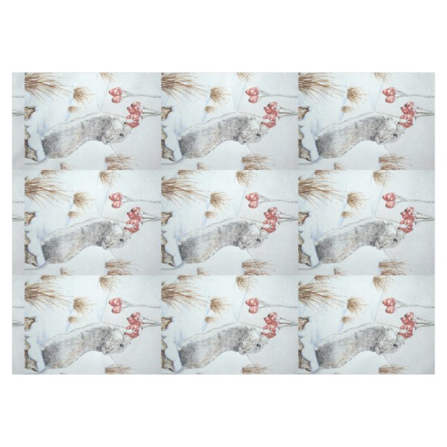 Niedliche Mäuseschneeszene für Weihnachten Tischdecke (Vorderseite (Horizontal))