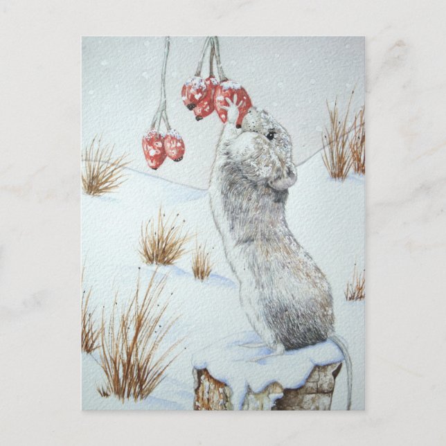 Niedliche Mäuseschneewelt bei Weihnachten Postkarte (Vorderseite)