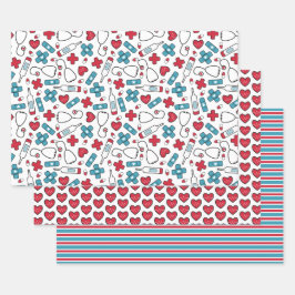 Niedliche Medical Patterns Geschenkpapier Set