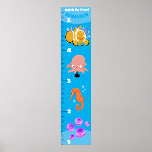 Niedliche Meereslebewesen Cartoon Poster