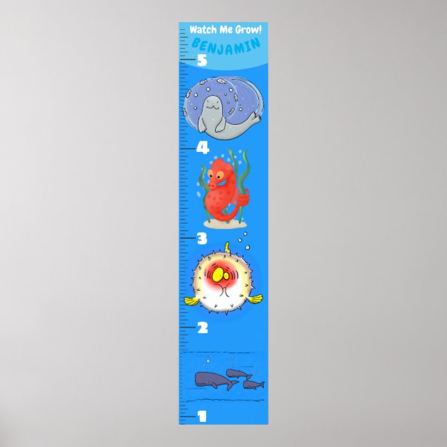 Niedliche Meereslebewesen Cartoon Poster (Vorne)