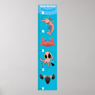 Niedliche Meereslebewesen Cartoon Poster