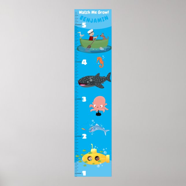 Niedliche Meereslebewesen Unterseeboot-Wachstumsta Poster (Vorne)