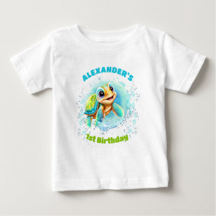 Niedliche Meeresschildkröte 1. Geburtstag Junge T  Baby T-shirt