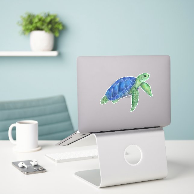 Niedliche Meeresschildkröte Aufkleber (Laptop auf Schreibtisch)