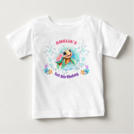 Niedliche Meeresschildkröte Farbenfrohe Girl 1. Ge Baby T-shirt