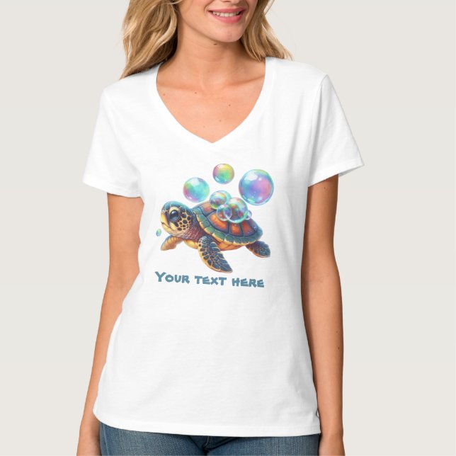 Niedliche Meeresschildkröte hinzufügen Text Plus G T-Shirt (Vorderseite)