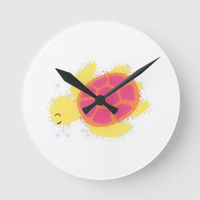 Niedliche Meeresschildkröte Runde Wanduhr (Vorderseite)