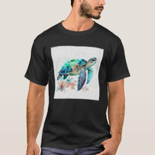 Niedliche Meeresschildkröte Spritzer Illustration T-Shirt