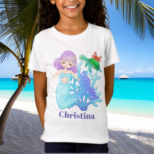 Niedliche Meeresschildkröte und Meerjungfrau trage T-Shirt (Von Creator hochgeladen)
