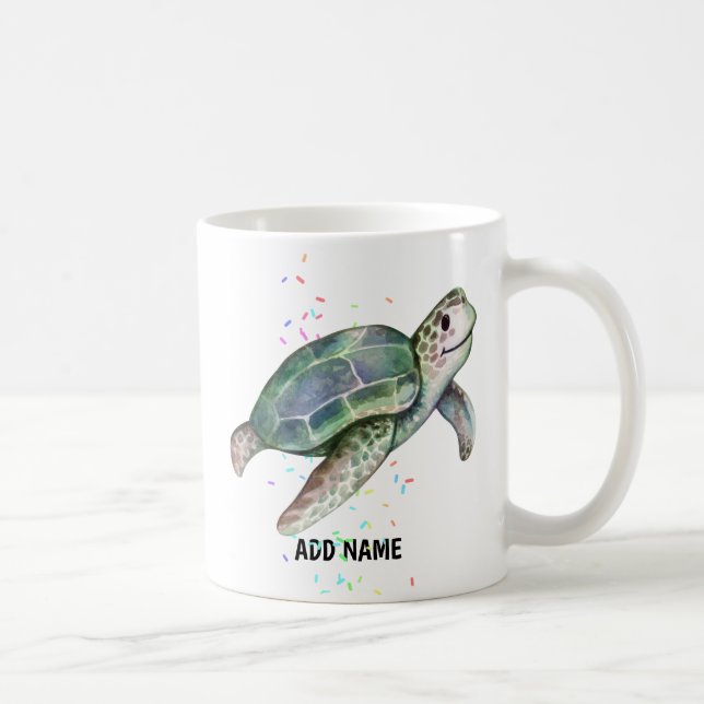 Niedliche Meeresschildkröte Wasserfarben - Leben N Kaffeetasse (Rechts)