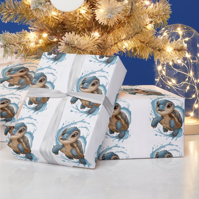 Niedliche Meeresschildkröte Weihnachtsfeiertag Geschenkpapier (Feiertage)