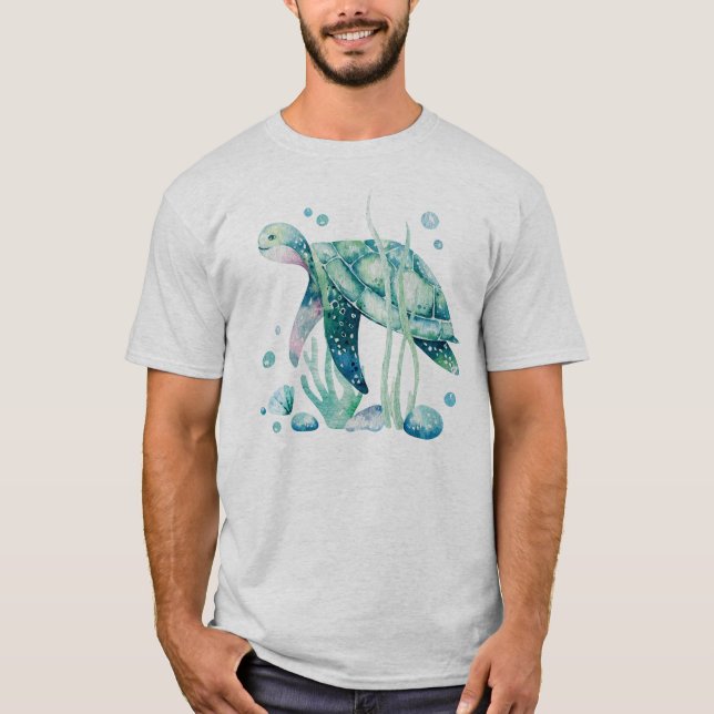 Niedliche Meeresschildkröten und -korallen T - Shi T-Shirt (Vorderseite)