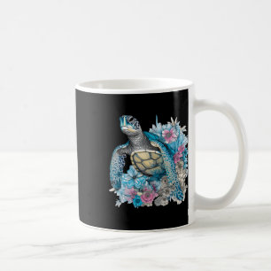 Niedliche Meeresschildkröten-Wildblumen Kaffeetasse