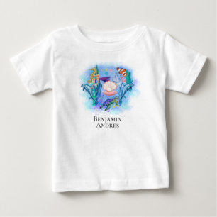 Niedliche Meerestiere Farbvolle Blätter Baby T-shirt