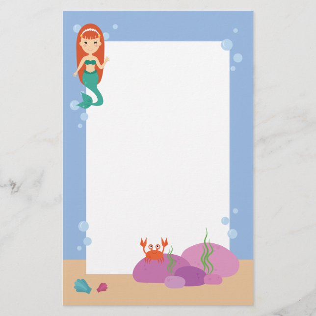 Niedliche Meerjungfrau in der Prinzessin Briefpapier (Vorderseite)