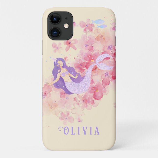 Niedliche Meerjungfrau Lila für Mädchen Case-Mate iPhone Hülle (Rückseite)