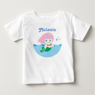 Niedliche Meerjungfrau mit rosa Haar Personalisier Baby T-shirt