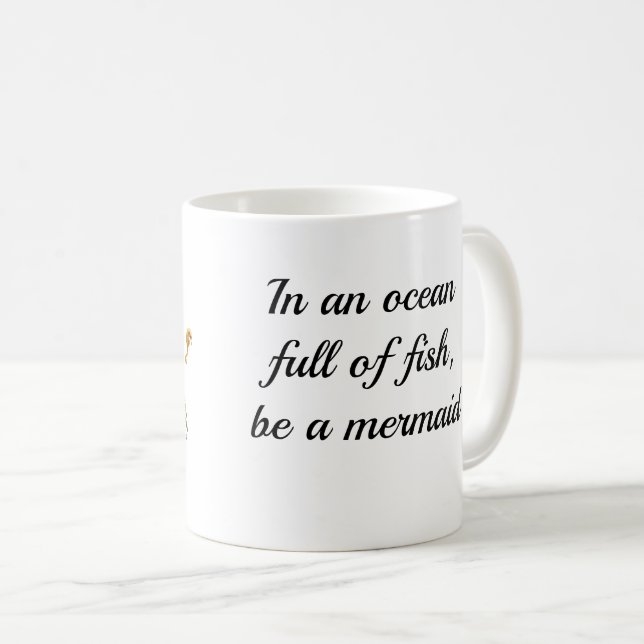 Niedliche Meerjungfrau mit Seepferden Zitat Kaffee Kaffeetasse (VorderseiteRechts)