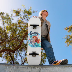 Niedliche Meerjungfrau Ozean Freunde Delfin Kaffee Skateboard