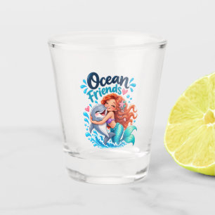 Niedliche Meerjungfrau Ozean Freunde Delfin Wasser Schnapsglas