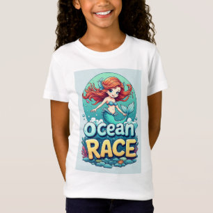 Niedliche Meerjungfrau Ozean Rennen Kinder Spaß 🧜 T-Shirt